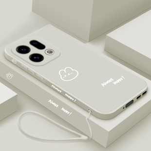 适用oppofindx9手机壳新款findx9pro液态硅胶软壳oppo镜头全包防摔保护套findx9男女情侣简约卡通外壳开心兔