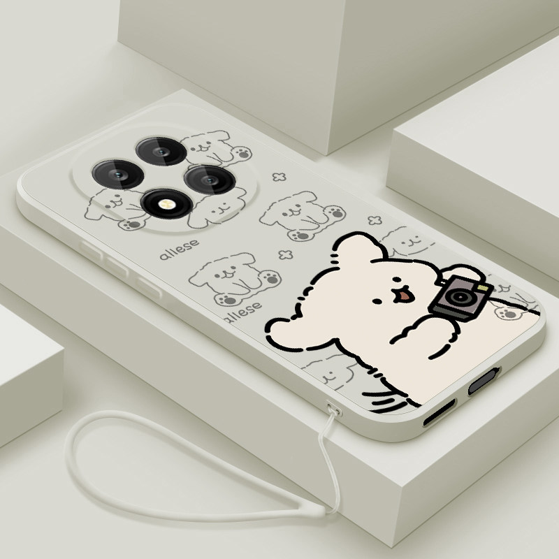 适用红米Note15pro+手机壳新款小米Note15pro液态硅胶软壳redmi镜头全包防摔保护套十男女情侣创意卡通拍照狗