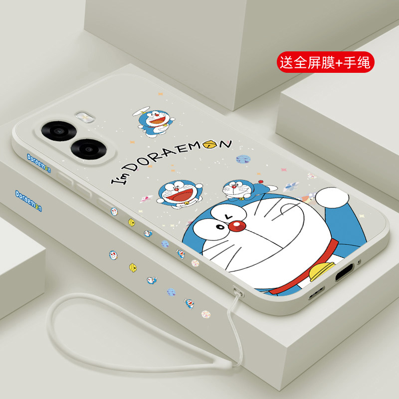 适用oppoA6s手机壳新款oppo A6i+液态磨砂硅胶软壳A6c镜头全包A6v防摔保护套潮男女生网红个性创意卡通蓝胖子