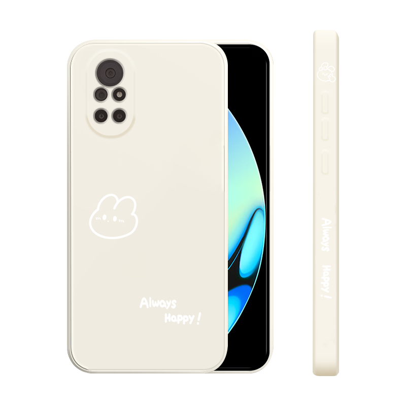 适用华为nova8手机壳新款nova8pro液态硅胶软壳男女生nova8se活力版镜头全包防摔保护套ANG-AN00网红外开心兔