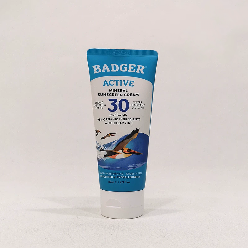 海淘现~美国Badger贝吉獾天然矿物SPF30防水防汗无香型防晒霜87mL