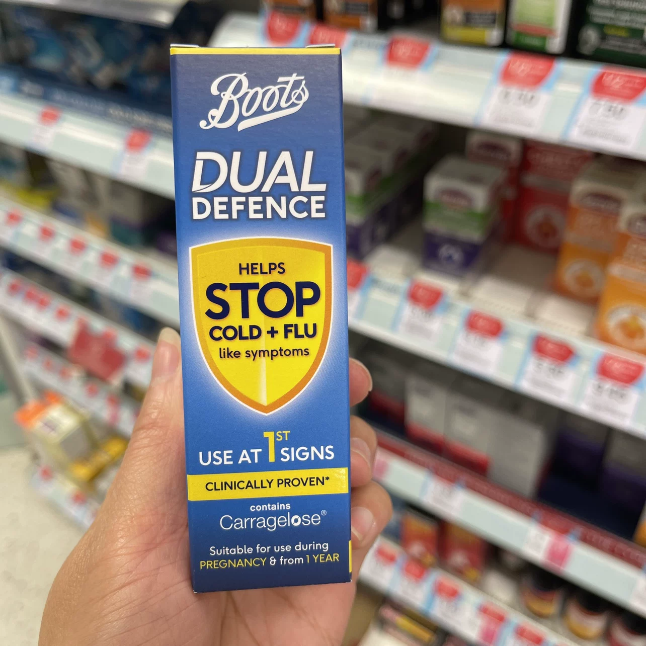现货新版英国Boots Dual液体口罩喷雾鼻腔卡拉胶日常防护20ML