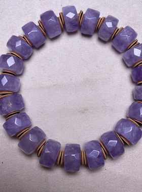 古玩杂项老料天然紫水晶多棱钻面直切老型珠手链佛珠念珠项链手串