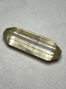 古玩文玩天然老料白水晶多棱珠吊坠六棱柱双尖柱坠饰勒子挂件