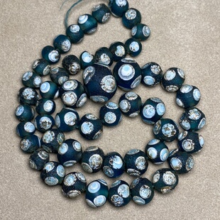 古玩文玩蜻蜓眼老琉璃包浆老珠子项链佛珠配饰异形磨砂老料珠塔链