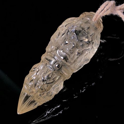 古玩文玩藏区回流老料天然水晶金刚降魔杵吊坠挂件