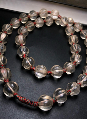 藏区回流西亚老料白水晶瓜珠项链南瓜珠珠串礼品收藏