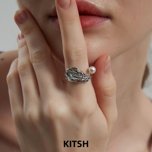 KITSH羽毛戒指女小众设计指环