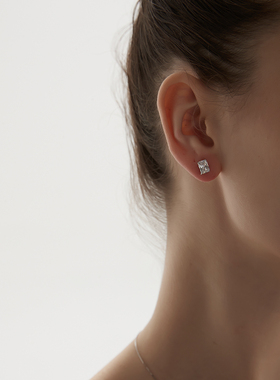 KITSH长方形锆石耳钉s925纯银耳环女小众ins极简风精致气质通勤