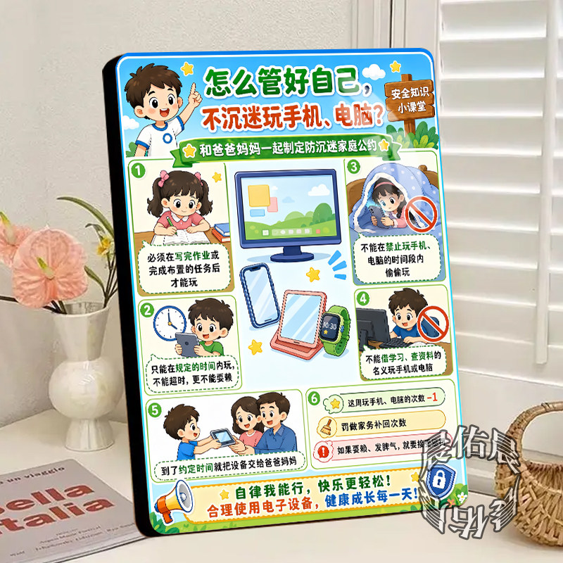 成长公约家规家训水晶相框摆台客厅摆件好好学习儿童自律创意教育
