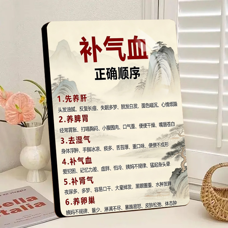 补气血的正确顺序中医养生馆展示新款相框摆件理疗机构装饰摆台