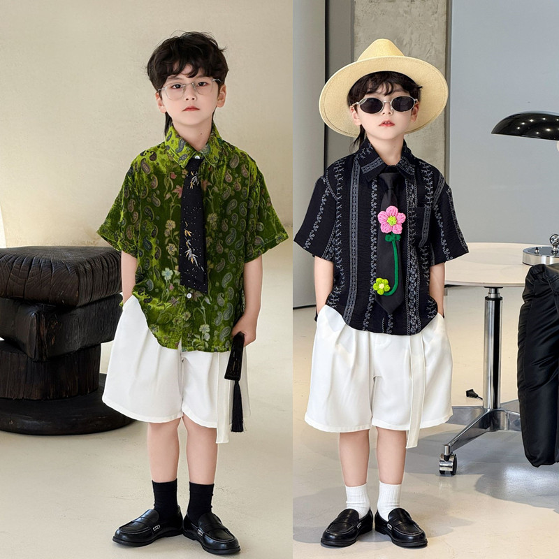 男童主持人礼服夏季男孩走秀衣服图片