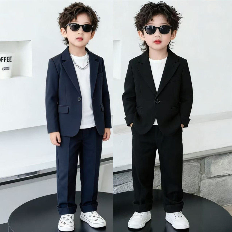 花童男童小西装套装春秋帅气男孩休闲小西服儿童生日主持人演出服