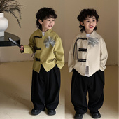 小少爷汉服男童中山装 春秋帅气新中式 男孩走秀演出服 套装 儿童唐装