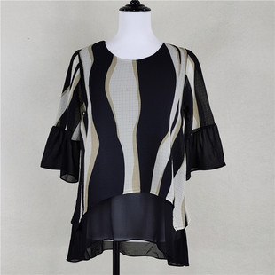 台湾品牌专柜折扣正品高端女装京华采夏季新款雪纺衫上衣71998A