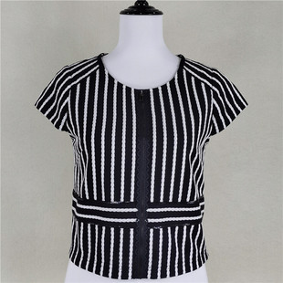 台湾品牌专柜正品折扣高端女装京华采夏季新款条纹T恤上衣62604A