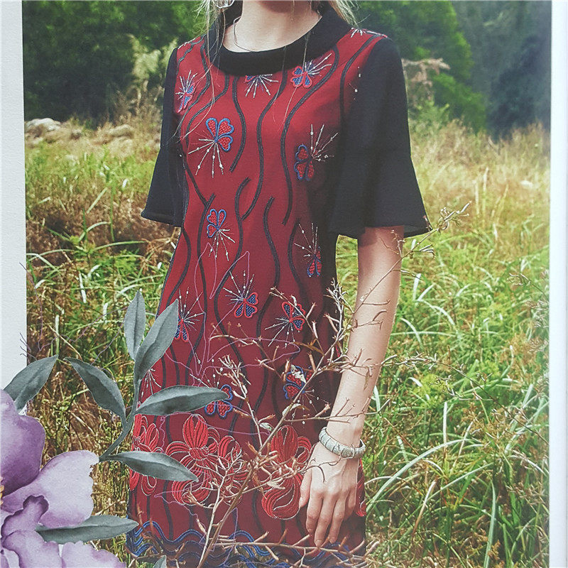 台湾品牌正品高端女装京华采春夏新款网纱刺绣大码连衣裙91787H
