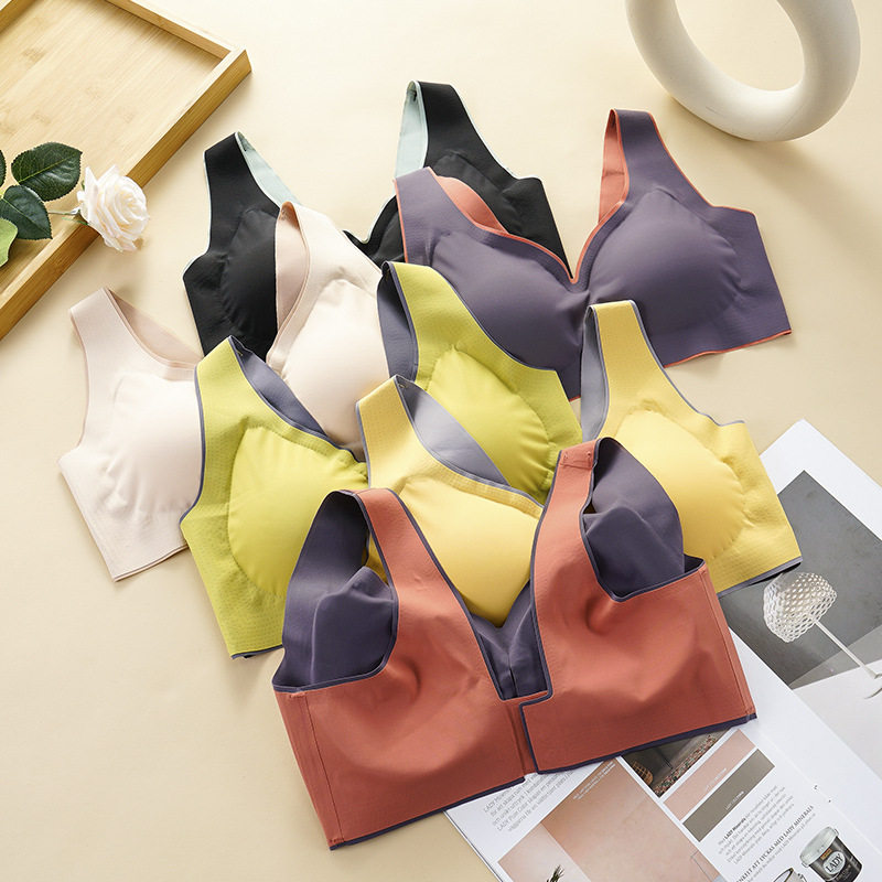 防下垂遮副乳带胸垫分体式游泳背心女短款海滩冲浪度假浮潜水母衣