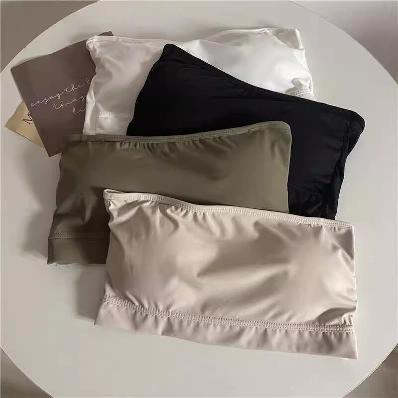 一体罩杯抹胸无肩带隐形防滑美背一字裹胸无钢圈打底防走光游泳衣
