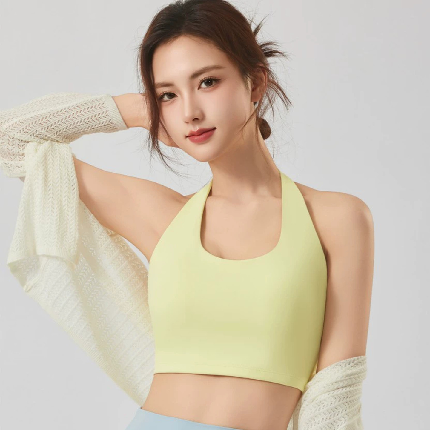 游泳上衣女分体单件带胸垫温泉时尚性感挂脖露背速干泳衣内衣背心