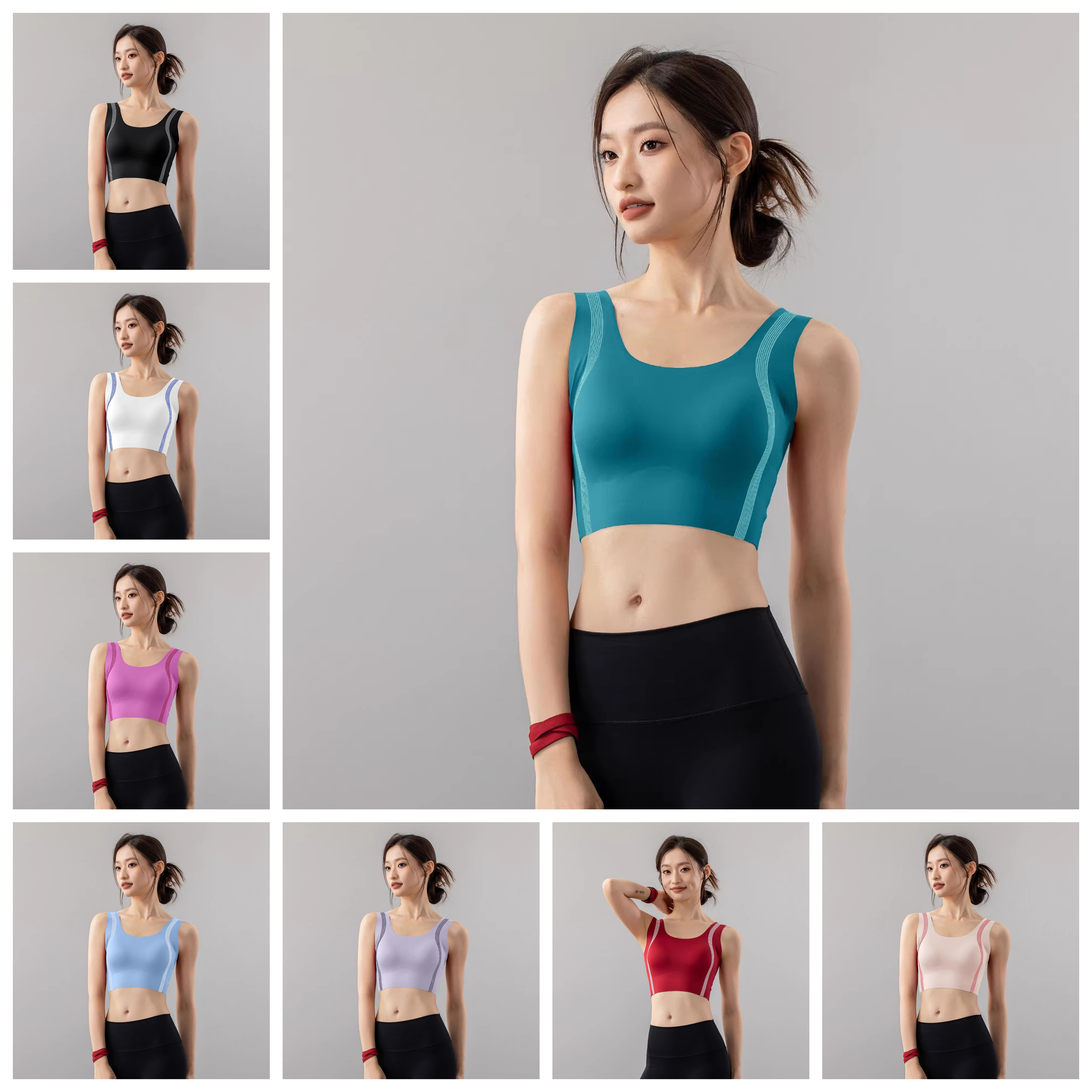 固定胸垫分体式泳衣女吊带打底背心短款内搭潜水冲浪纯色运动外穿