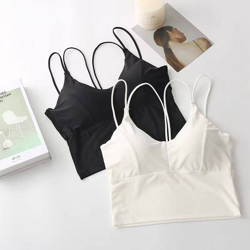 潜水背心白色女夏内搭打底外穿美背比基尼泳衣带胸垫黑色抹胸上衣