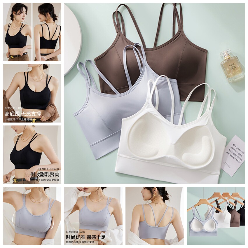 海边比基尼上衣吊带性感热辣妹抹胸加厚胸垫女夏季冲浪浮潜水背心