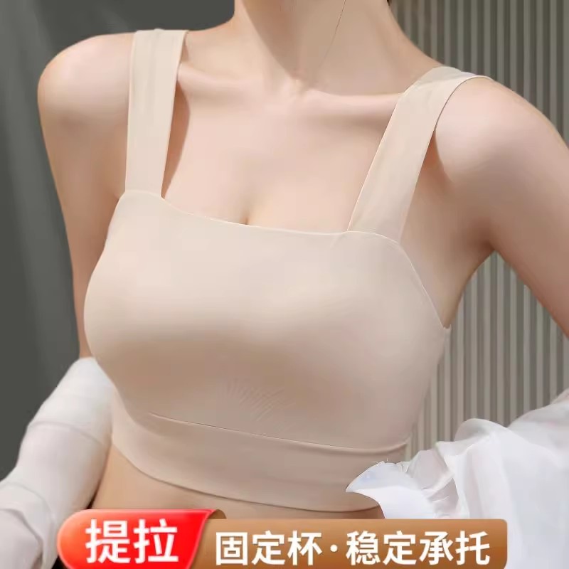 2025新款一体式带固定胸垫聚拢分体游泳衣女沙滩比基尼性感露背心