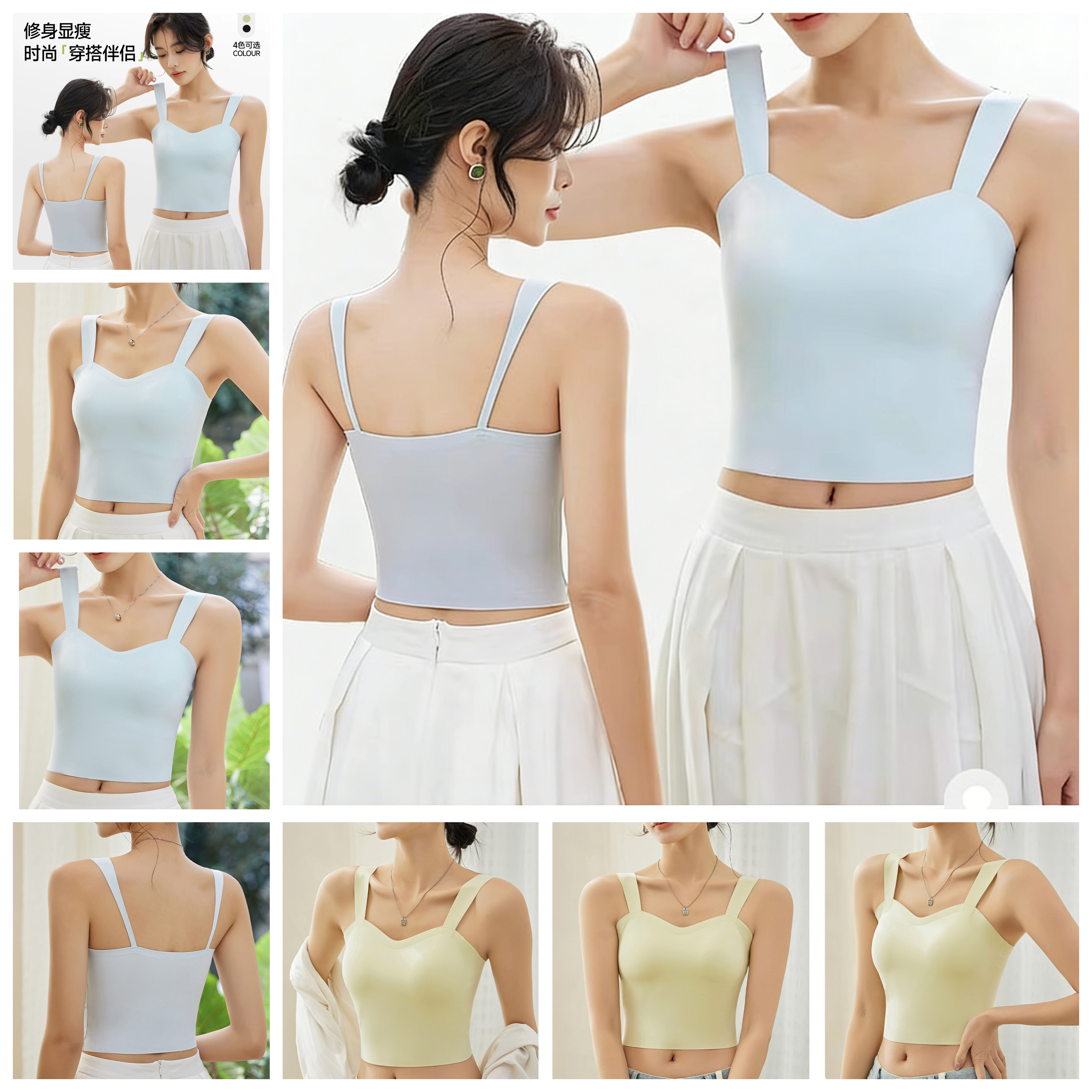 游泳上衣女士单独加长背心带胸垫百搭显瘦内衣速干泡温泉分体泳衣