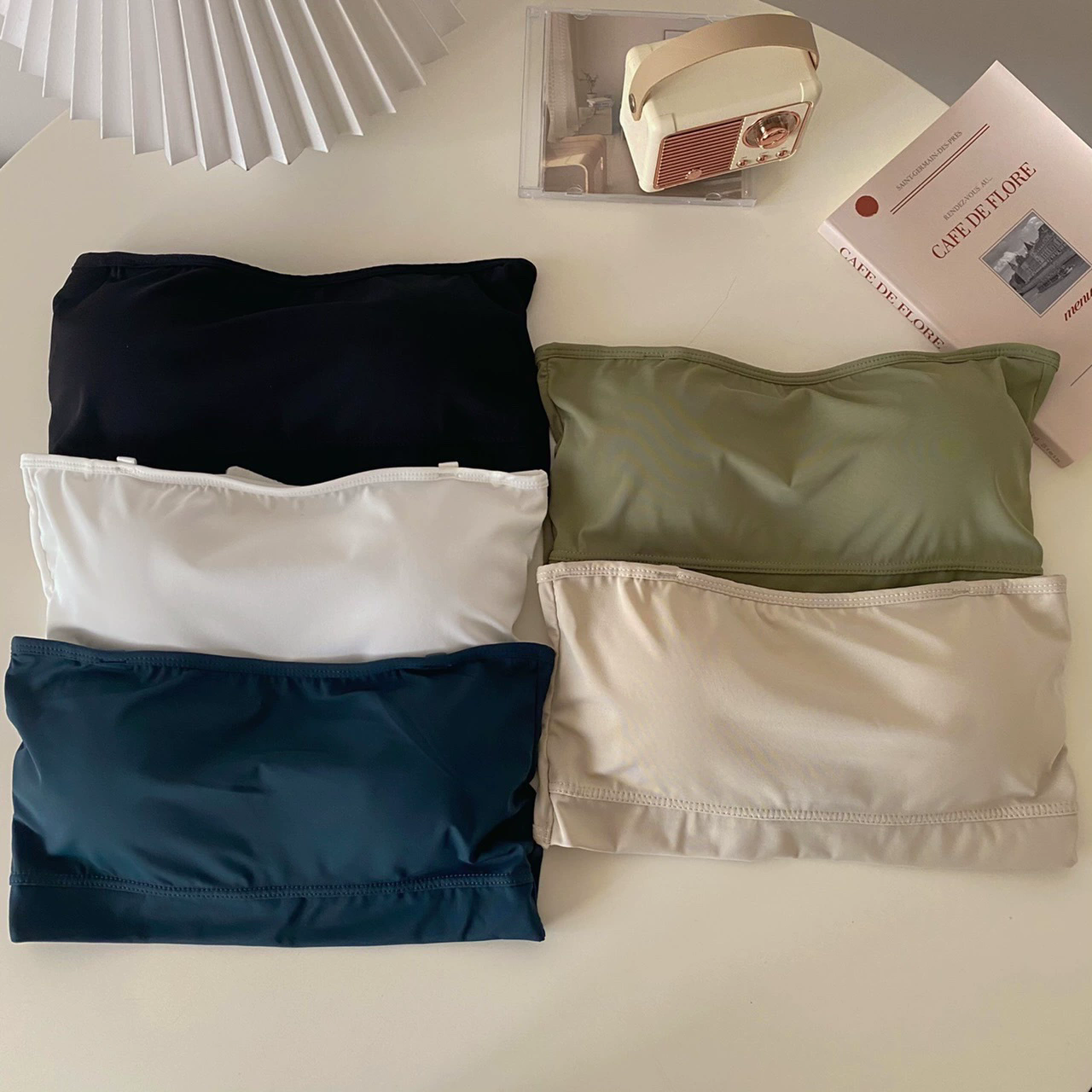 抹胸式分体游泳内衣女士潜水背心无钢圈bra小胸聚拢抹胸冲浪泳装