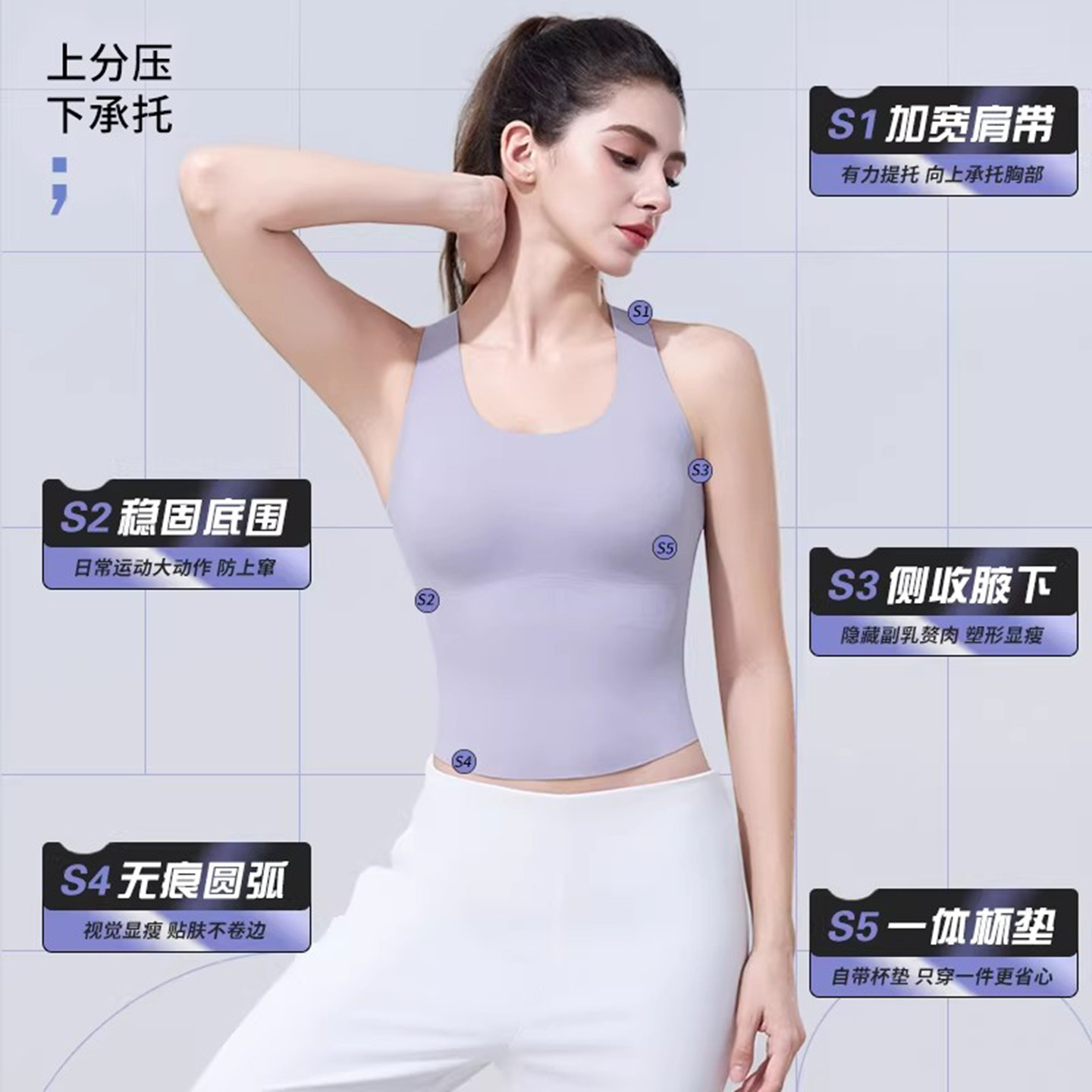 欧美女分体大码背心运动游泳衣保守上围速干胸垫防勒美背纯色温泉