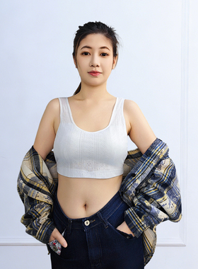 温代诗棉质少女学生背心胸前加棉防凸点网眼透气短款抹胸上衣 191