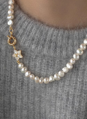 太后天然淡水珍珠项链女巴洛克不规则异形星星卫衣链秋冬毛衣链潮
