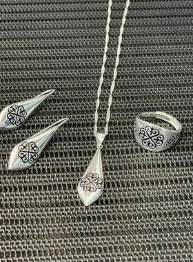 2028蒙古元素民族风银色耳环复古女个性高级气质项链百搭耳饰