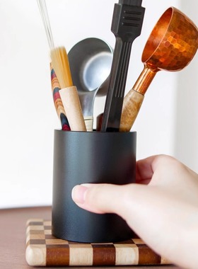 复古工业风咖啡毛刷量勺布粉针多合一收纳筒吧台咖啡工具收纳盒桶