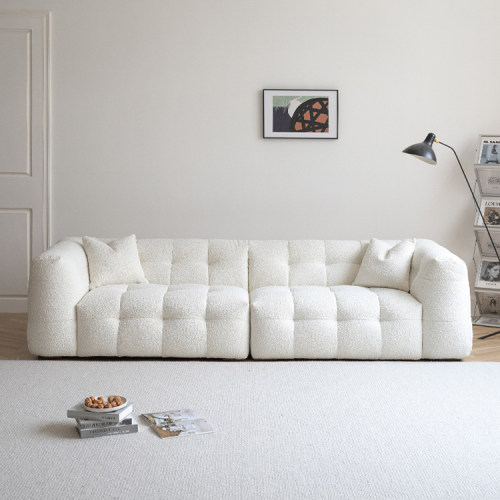 棉花糖沙发复古羊羔绒布艺奶油风