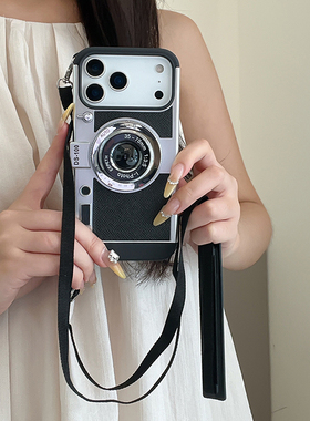 ins风日韩适用苹果17Promax照相机手机壳仿真Air立体iPhone16全包15plus挂绳14斜跨13小众12时尚男女11保护套