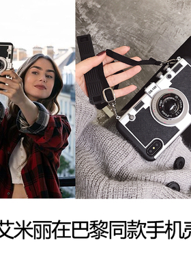 艾米丽在巴黎同款苹果15promax手机壳17Air相机12挂绳适用于iphone13硅胶立体相机保护套16plus全包软壳11Pro