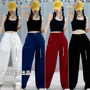 新款 子男女百搭长裤 宽松运动工装 休闲弯刀裤 裤 528广场曳步舞秋季