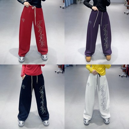 5775秋冬新款烫钻阔腿裤气质卫裤广场曳步舞爵士现代舞百搭休闲裤