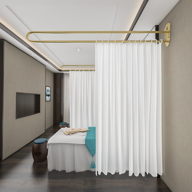 铁艺u型杆美容床隔断养生馆纱帘