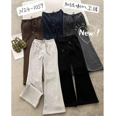 加厚显瘦自然腰长裤喇叭裤卫裤