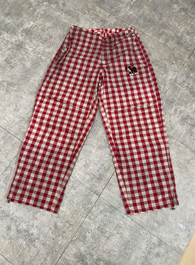 简佳jian jia2025夏季新款女装时尚复古格子休闲裤女薄款做旧长裤