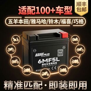 超威6MF5L雅马哈飞致150 天剑YS150-5摩托车电瓶蓄电池干电池