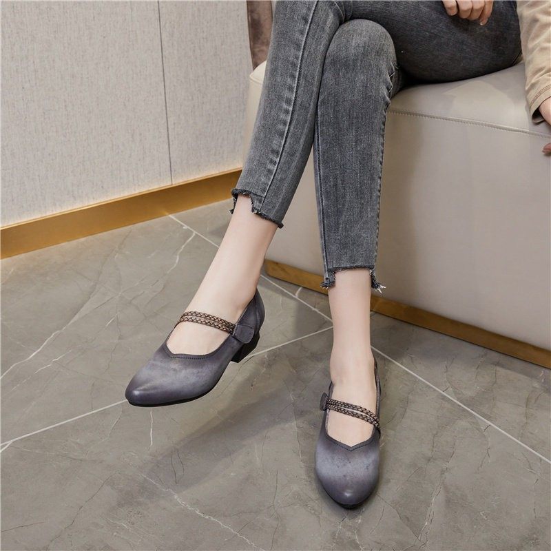 371韩版圆头玛丽珍单鞋女低跟搭扣深口单鞋舒适轻熟风,女鞋,深口单鞋,淘宝优惠券,粉丝福利购,淘宝优惠卷