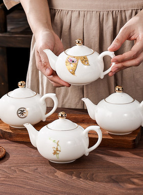 白玉兰羊脂玉白瓷白透亮茶壶