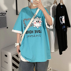Summer round neck print cartoon short sleeve loose T-shirt