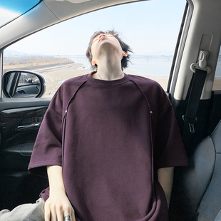 麂皮绒铆钉圆领短袖 紫色 DT2605 P16 T恤