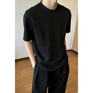 DT2603 T恤 P20 休闲拼接黑色情侣短袖 解构男士