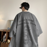 玫瑰花麂皮绒烧花短袖T恤粉色T334/特批25控38，男装T恤，电商C413